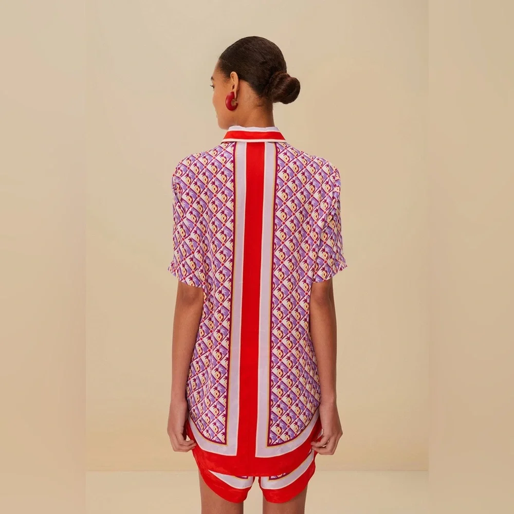 Farm Rio: Multicolor Graphic Pineapple Scarf Shirt - Picture 2 of 13